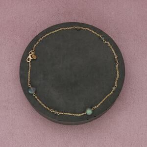 sterling silver gold plate labradorite station anklet size 11.25in